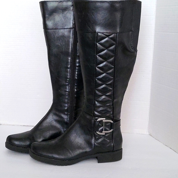 Life Sdride Women's black Faux leather wide Calf boots Size; 5M - Picture 4 of 10